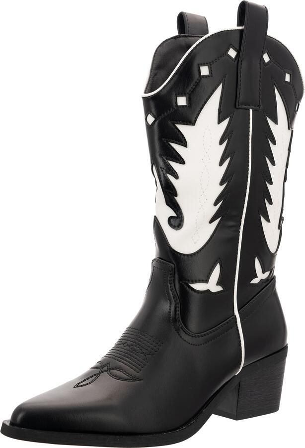 Salinyang Cowboylaarzen zwart wit