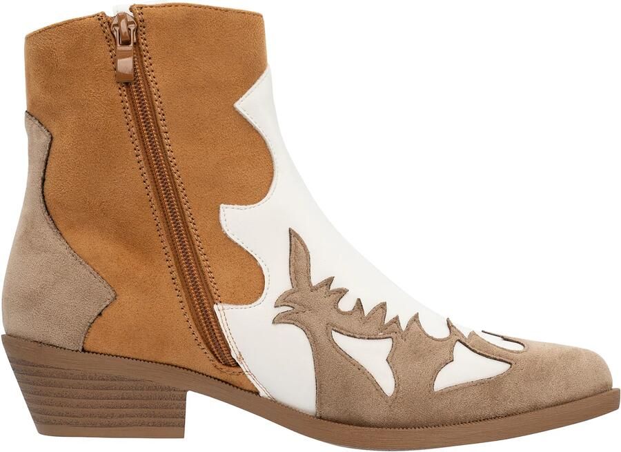 Salinyang Enkellaarsje camel cognac wit