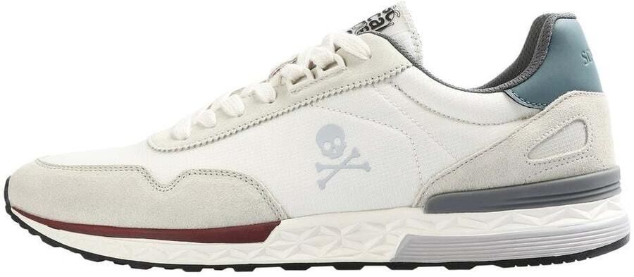 Scalpers Sneakers laag 'Harry' lichtgrijs donkergroen offwhite