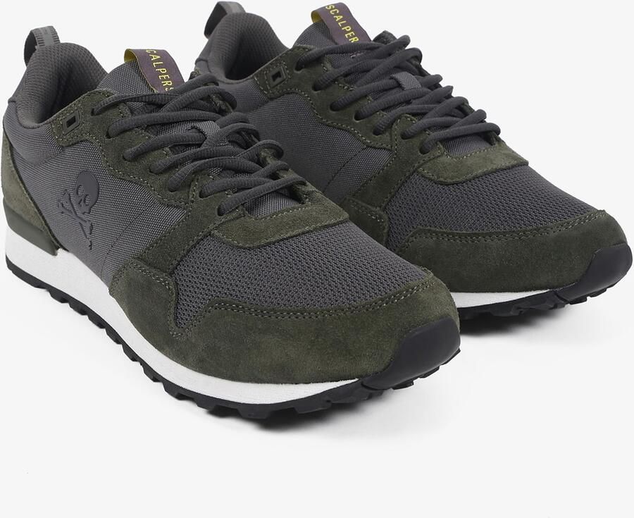 Scalpers Sneakers laag 'Skull' donkergrijs kaki