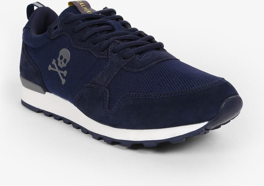 Scalpers Sneakers laag 'Skull' navy grijs oranje - Foto 5