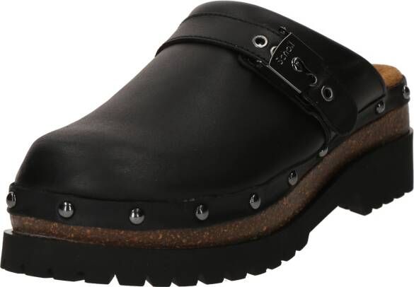Scholl Klomp Women Cindy Cork Leather Black