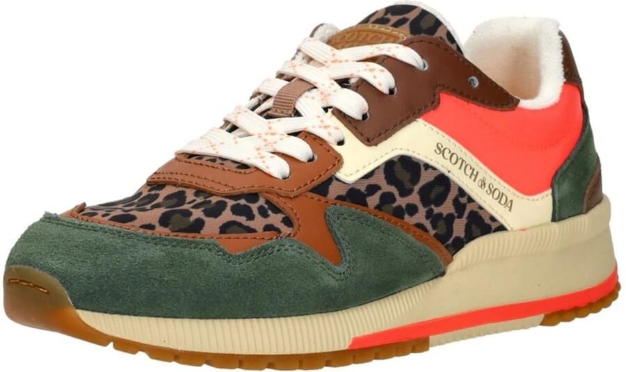 Scotch & Soda Scotch&Soda dames sneakers Vivi suède groen met bruine leopardprint - Foto 3
