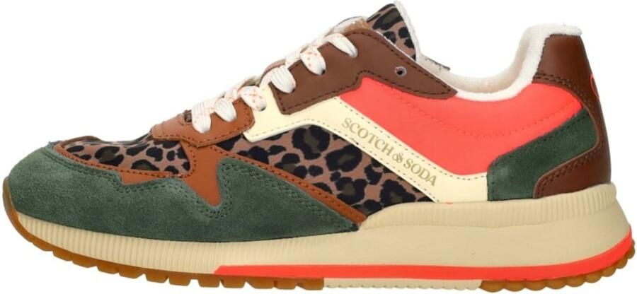 Scotch & Soda Scotch&Soda dames sneakers Vivi suède groen met bruine leopardprint - Foto 6