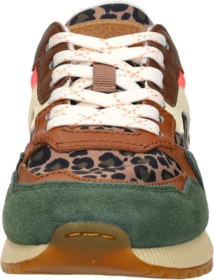 Scotch & Soda Scotch&Soda dames sneakers Vivi suède groen met bruine leopardprint - Foto 4