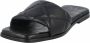 Shabbies Elegante Leren Slippers met Geweven Details Black Dames - Thumbnail 4