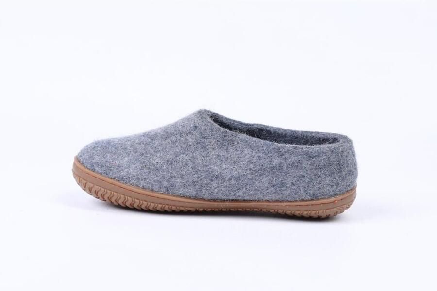 SHUS walk with nature Huisschoen 'Uldhjemmesko (100% ren uld) m Gummisål Dansk Design fra SHUS' grey denim