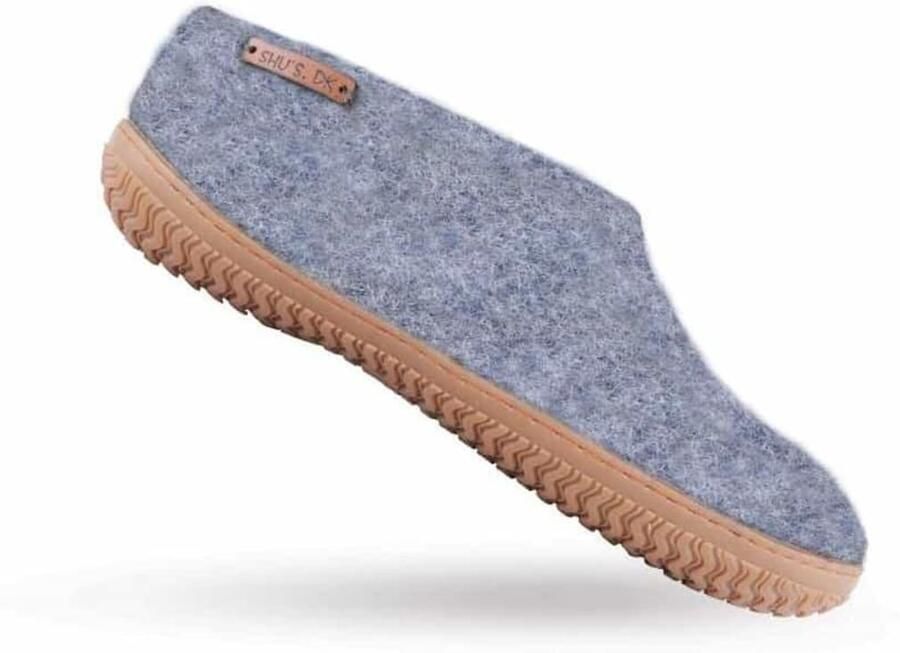 SHUS walk with nature Huisschoen 'Uldhjemmesko (100% ren uld) m Gummisål Dansk Design fra SHUS' grey denim - Foto 2
