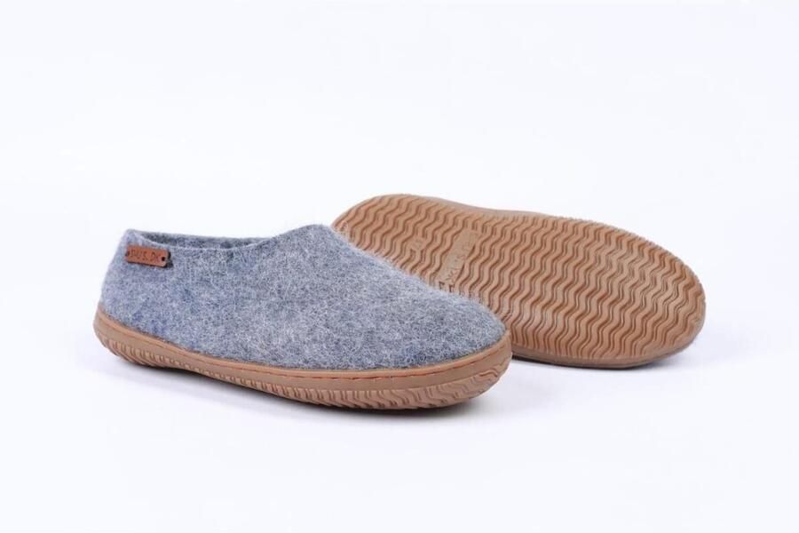SHUS walk with nature Huisschoen 'Uldhjemmesko (100% ren uld) m Gummisål Dansk Design fra SHUS' grey denim - Foto 3