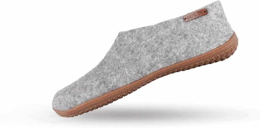 SHUS walk with nature Huisschoen 'Uldhjemmesko (100% ren uld) m Gummisål Dansk Design fra SHUS' grijs