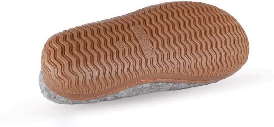 SHUS walk with nature Huisschoen 'Uldhjemmesko (100% ren uld) m Gummisål Dansk Design fra SHUS' grijs - Foto 4