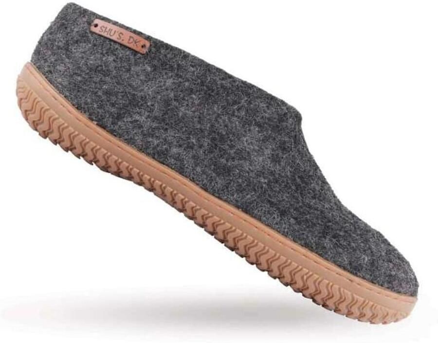 SHUS walk with nature Huisschoen 'Uldhjemmesko (100% ren uld) m Gummisål Dansk Design fra SHUS' antraciet - Foto 2