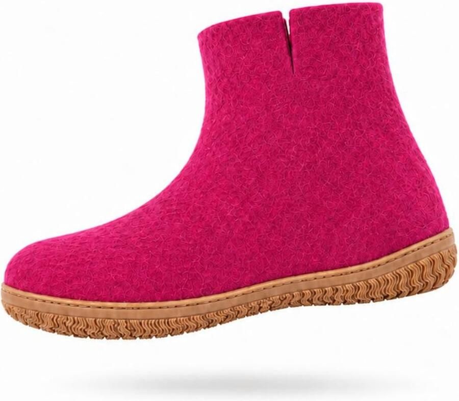 SHUS walk with nature Huisschoenen 'Filthjemmesko med høj skaft af 100% ren uld Model Pink m gummisål – Dansk Design fra SHUS' lichtroze