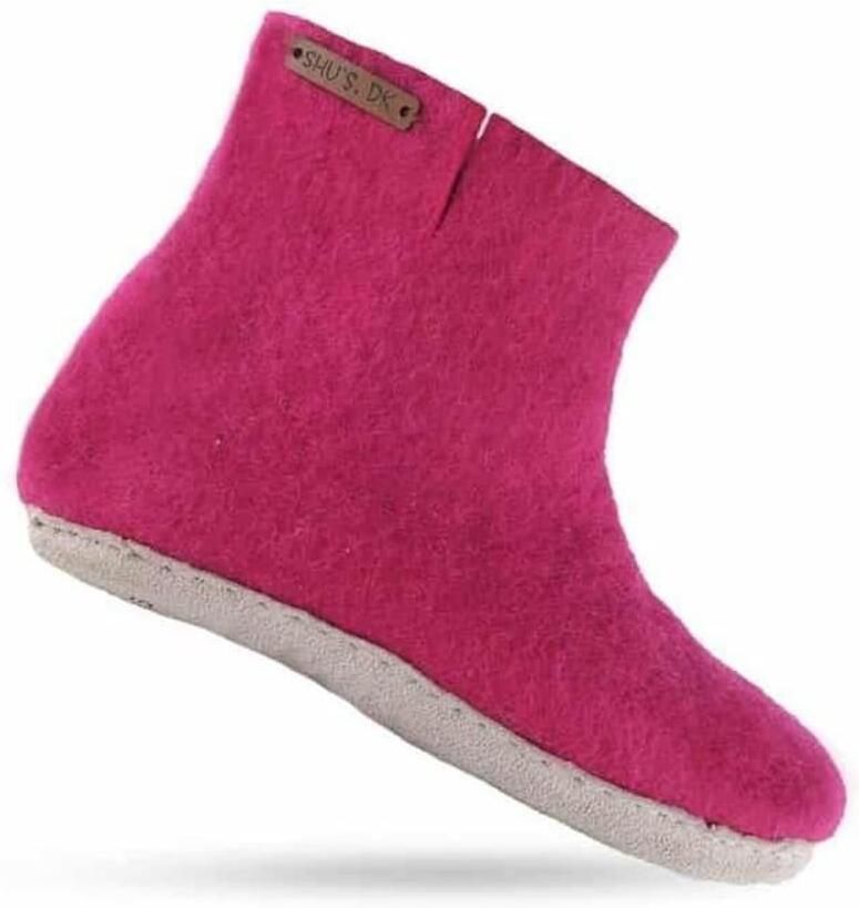 SHUS walk with nature Huisschoenen 'Hjemmesko med høj skaft af 100% ren uld Model pink m sål i skind Dansk Design fra SHUS' lichtroze - Foto 2
