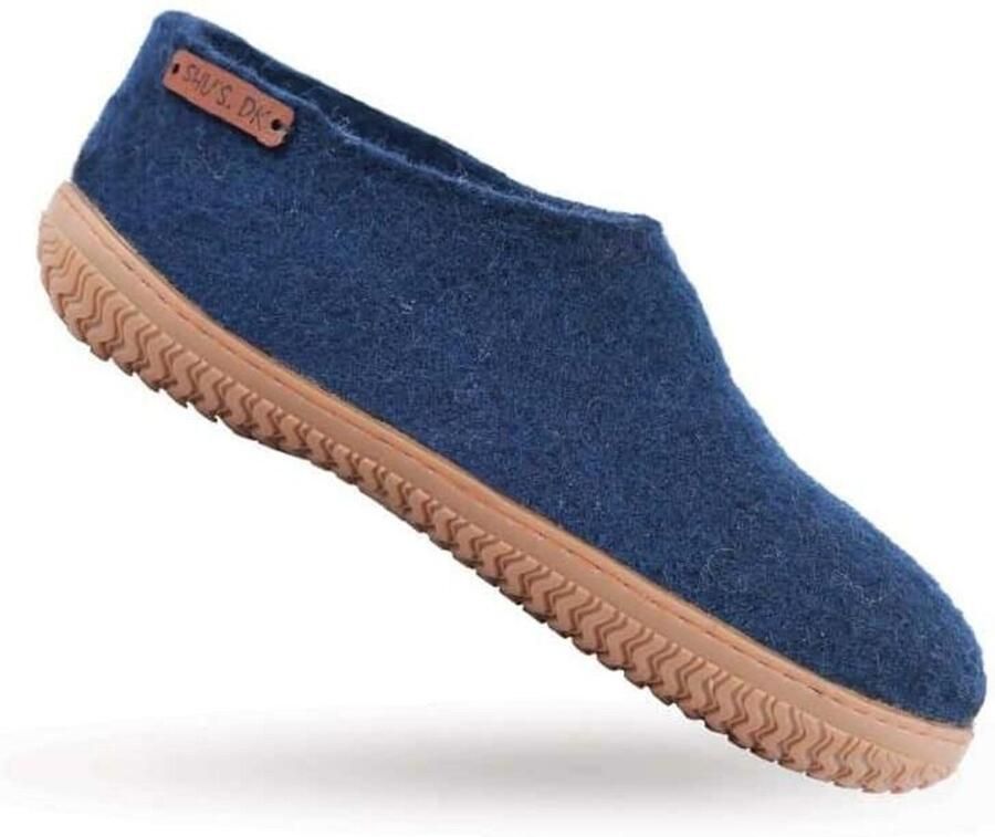 SHUS walk with nature Huisschoenen 'Uld hjemmesko (100% ren uld) m Gummisål Dansk Design fra SHUS' blauw - Foto 2
