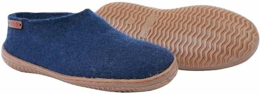 SHUS walk with nature Huisschoenen 'Uld hjemmesko (100% ren uld) m Gummisål Dansk Design fra SHUS' blauw - Foto 3
