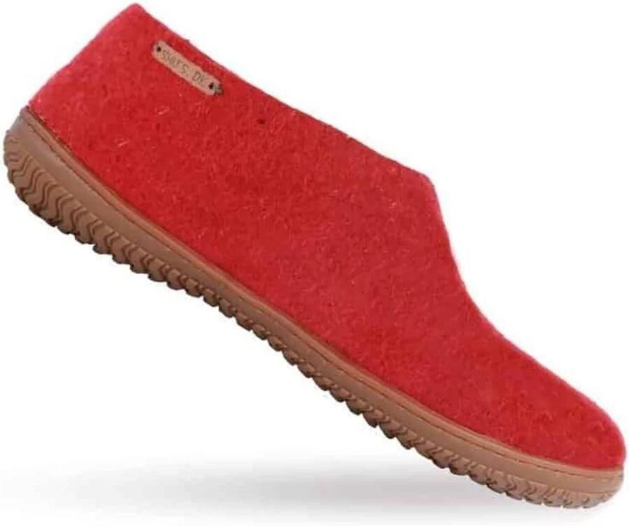 SHUS walk with nature Huisschoenen 'Uldhjemmesko (100% ren uld) m Gummisål – Dansk Design fra SHUS' rood - Foto 2