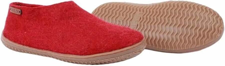 SHUS walk with nature Huisschoenen 'Uldhjemmesko (100% ren uld) m Gummisål – Dansk Design fra SHUS' rood - Foto 4