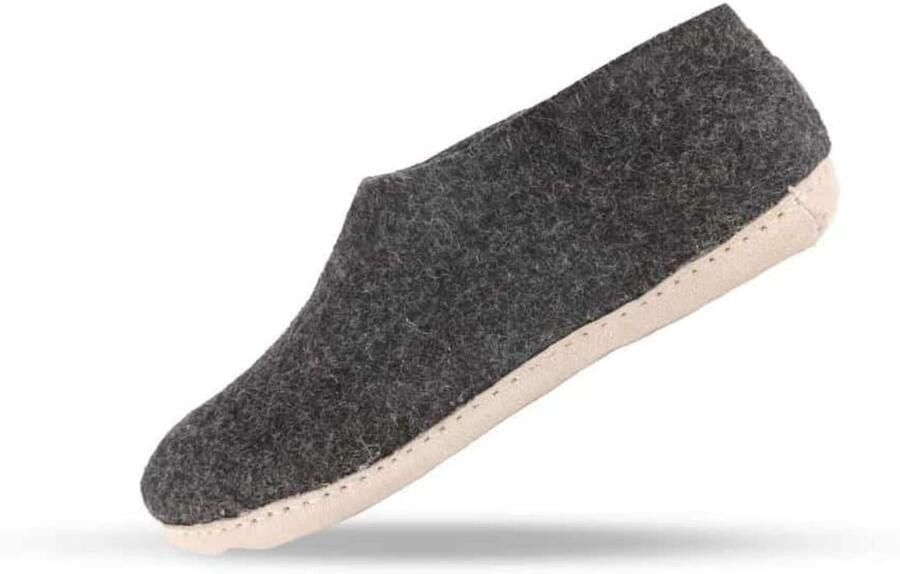 SHUS walk with nature Huisschoenen 'Uldhjemmesko (100% ren uld) m sål i skind Dansk Design fra SHUS' antraciet