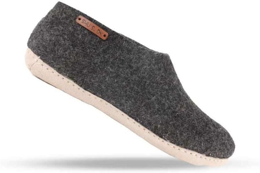 SHUS walk with nature Huisschoenen 'Uldhjemmesko (100% ren uld) m sål i skind Dansk Design fra SHUS' antraciet - Foto 3