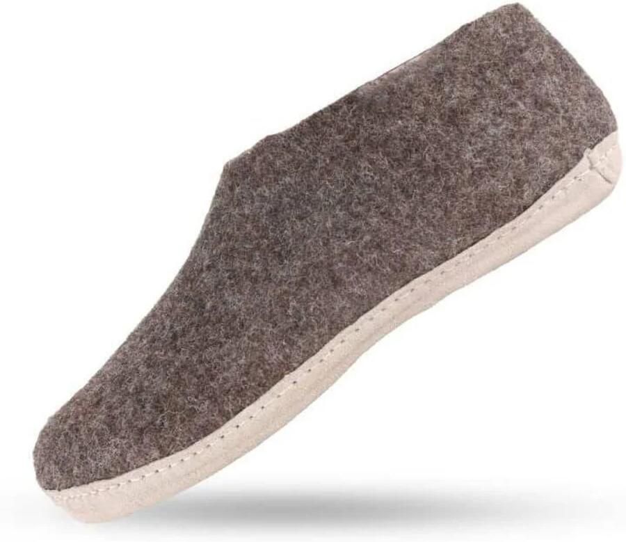 SHUS walk with nature Huisschoenen 'Uldhjemmesko (100% ren uld) m sål i skind Dansk Design fra SHUS' bruin