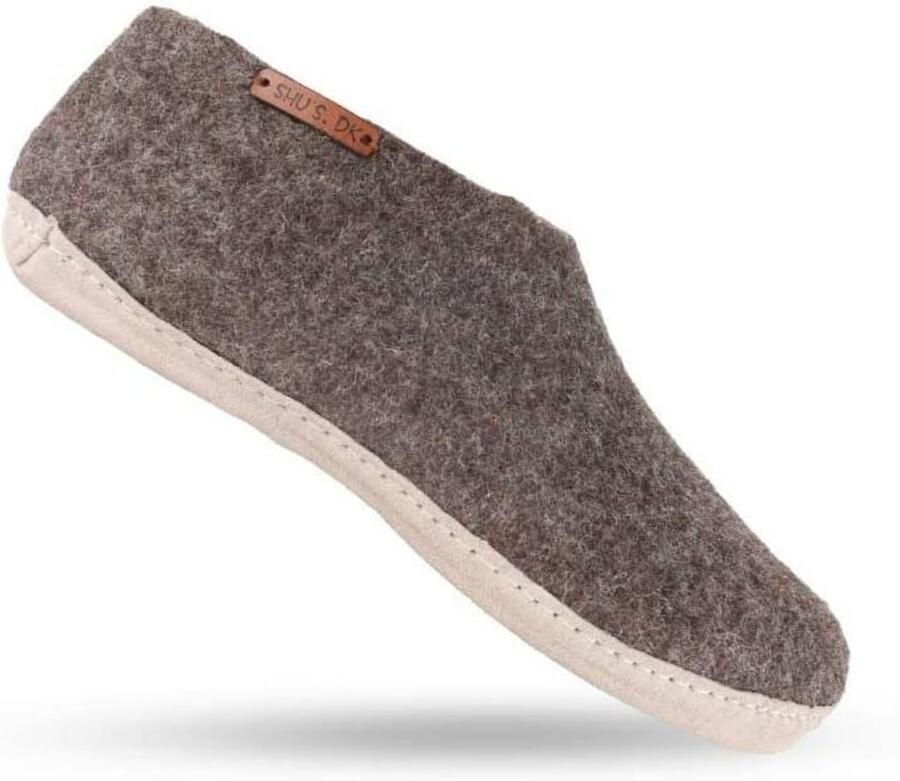 SHUS walk with nature Huisschoenen 'Uldhjemmesko (100% ren uld) m sål i skind Dansk Design fra SHUS' bruin - Foto 3