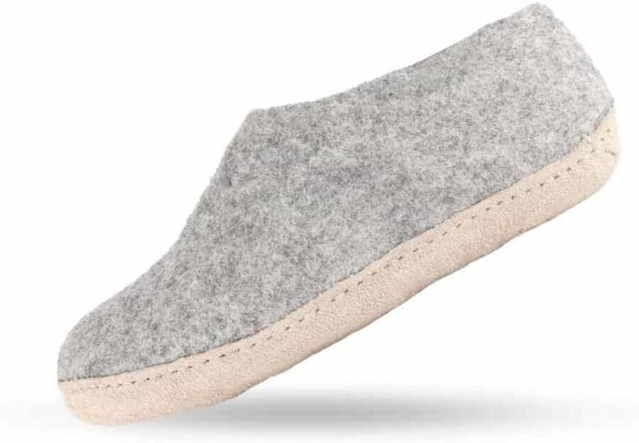 SHUS walk with nature Huisschoenen 'Uldhjemmesko (100% ren uld) m sål i skind Dansk Design fra SHUS' grijs