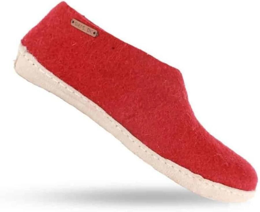 SHUS walk with nature Huisschoenen 'Uldhjemmesko (100% ren uld) m sål i skind Dansk Design fra SHUS' rood - Foto 3