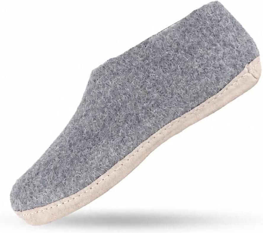 SHUS walk with nature Huisschoenen 'Uldhjemmesko (100% ren uld) m sål i skind Dansk Design fra SHUS' grey denim