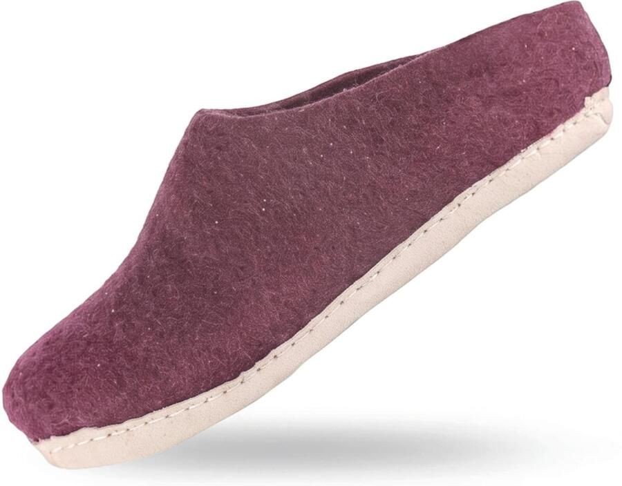 SHUS walk with nature Instappers 'Uldtøffel (100% ren uld) hjemmesko m sål i skind Dansk Design fra SHUS' lila - Foto 3