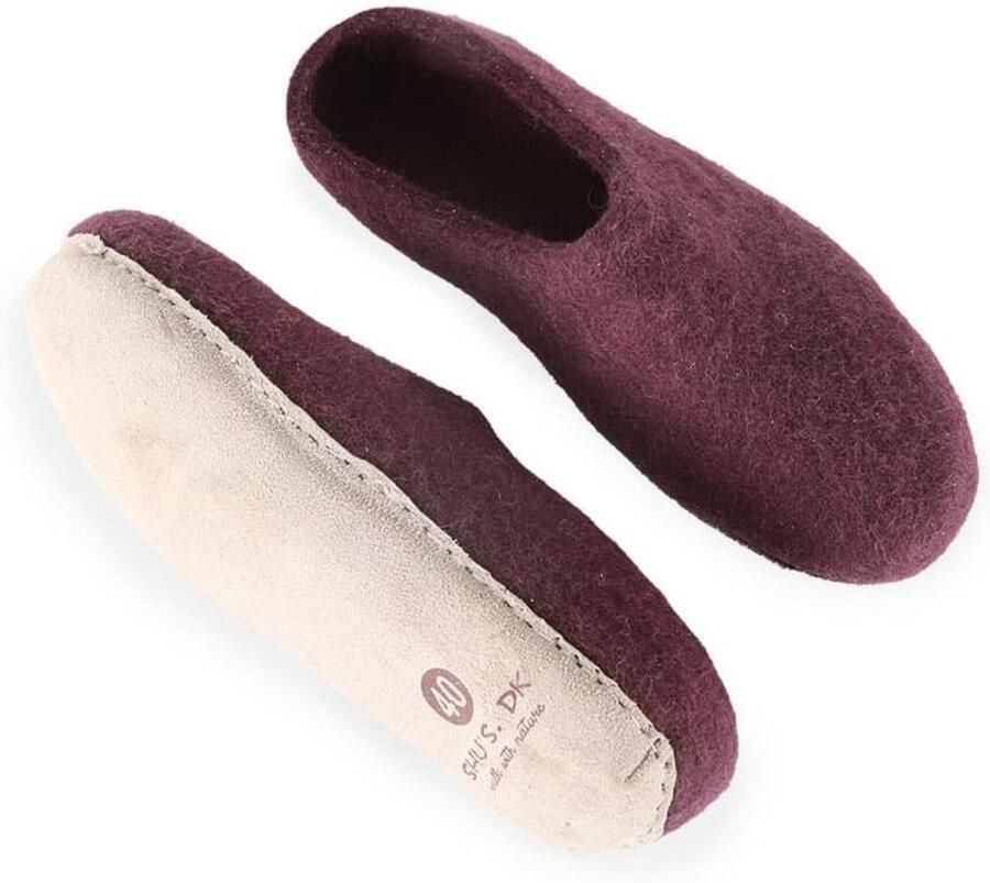 SHUS walk with nature Instappers 'Uldtøffel (100% ren uld) hjemmesko m sål i skind Dansk Design fra SHUS' lila - Foto 2