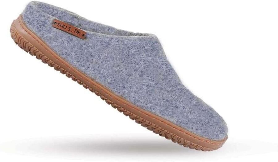 SHUS walk with nature Muiltjes 'Sutsko i Demin af uld med Gummisål Dansk Design fra SHUS' blauw denim - Foto 2