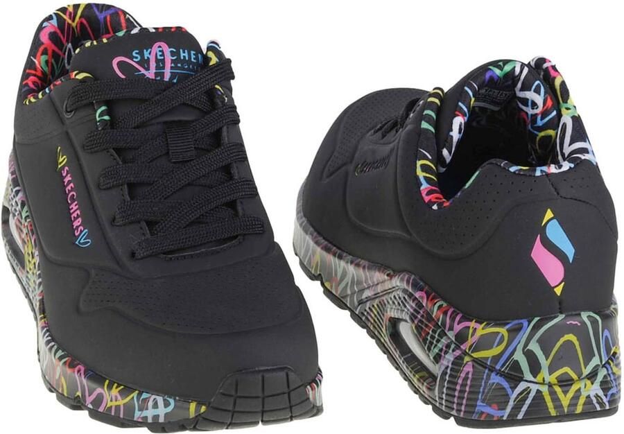 Skechers Sneakers met sleehak UNO-LOVING LOVE Vrijetijdsschoen lage schoen veterschoen met coole graffiti-print - Foto 8