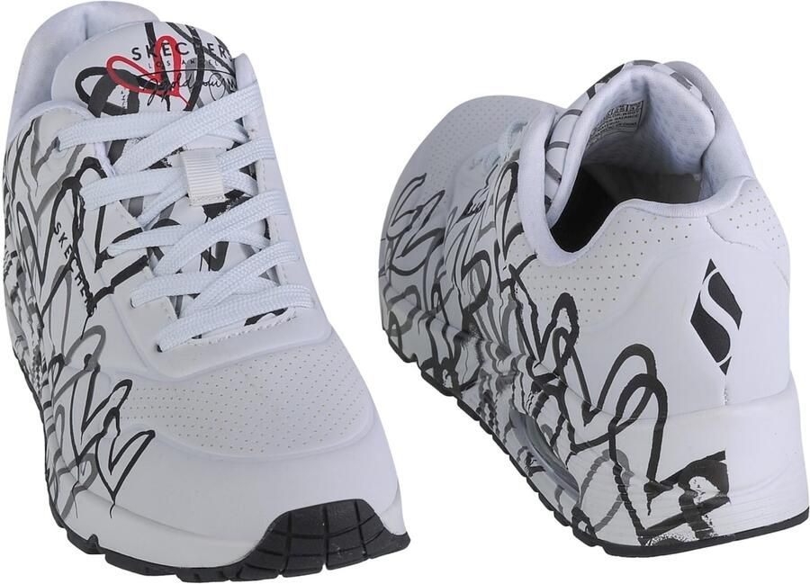 Skechers Sneakers met sleehak UNO-SPREAD THE LOVE Vrijetijdsschoen lage schoen veterschoen met coole graffiti-print - Foto 3