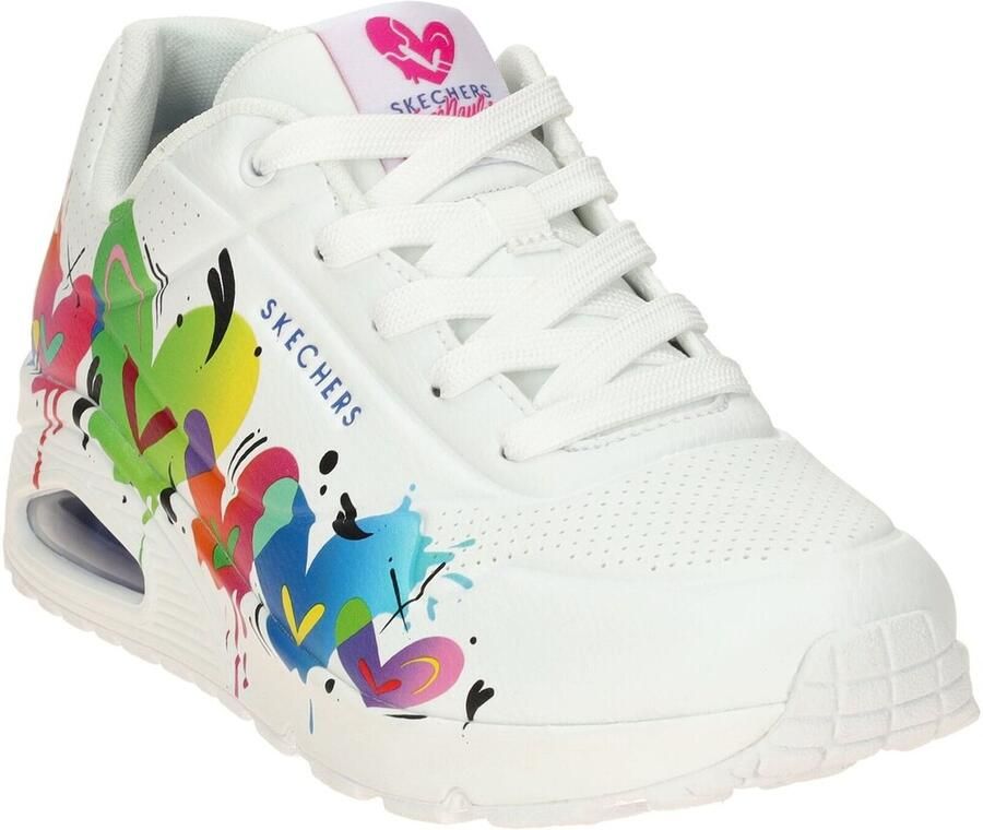 SKECHERS Veterschoen ' Uno Schuhe weiß bunte Herzen 190008' wit - Foto 3