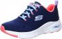 Skechers Arch Fit-Comfy Wave Dames Sneakers Navy Hot Pink - Thumbnail 3