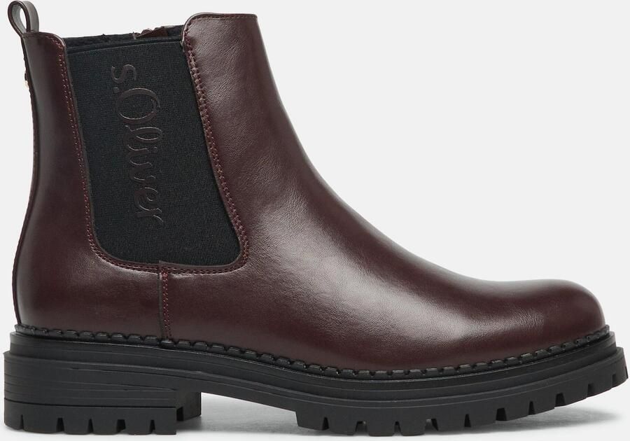 S.Oliver female Chelsea-laarzen in leerlook met logo-opschrift