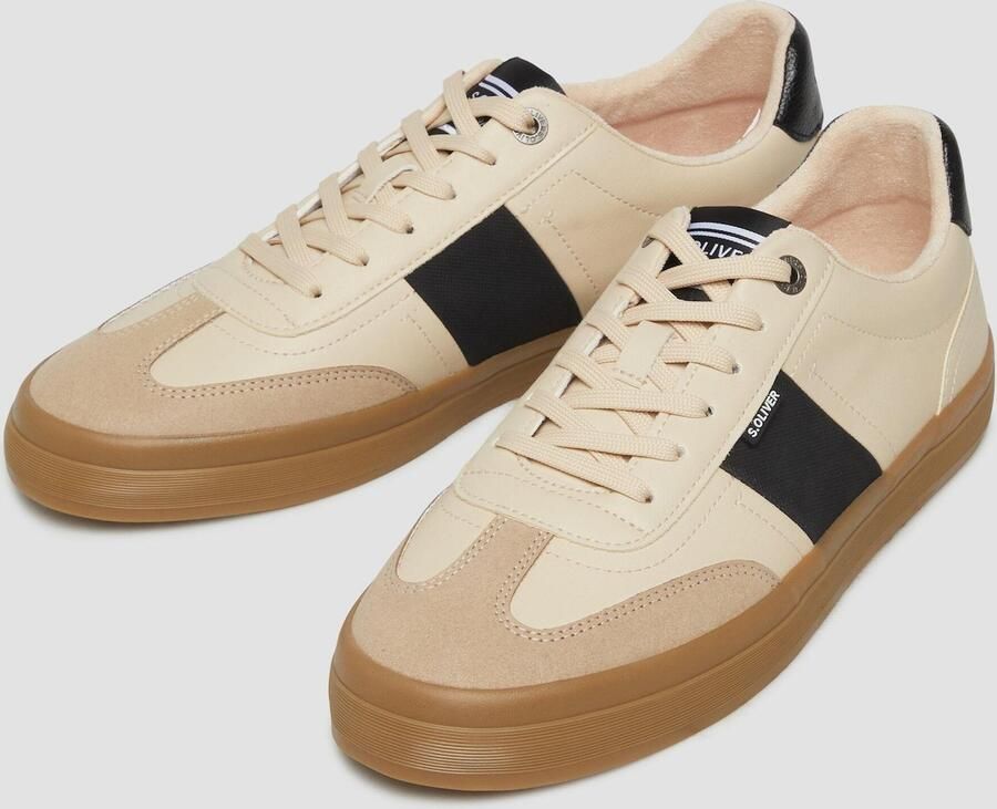 S.Oliver Sneakers laag beige lichtbeige zwart - Foto 2
