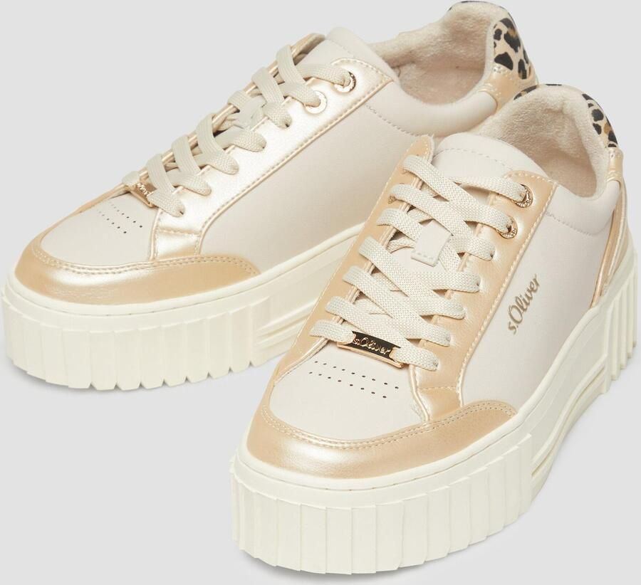 S.Oliver female Trainers met plateauzool en leo-detail - Foto 3