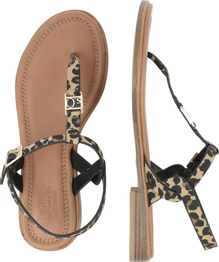 S.Oliver Women Shoes leren sandalen met panterprint beige zwart - Foto 6