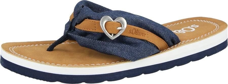 S.Oliver Teenslipper blauw denim cognac