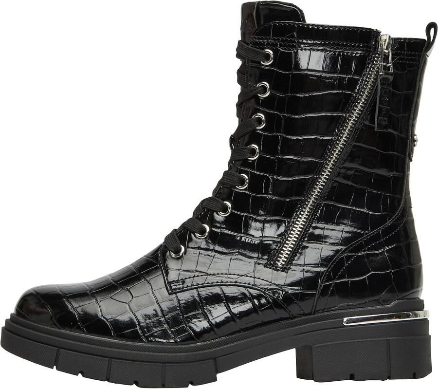 S.Oliver Women Shoes veterboots met profielzool en dierenprint zwart - Foto 4