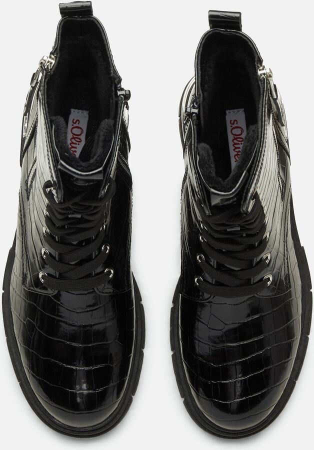S.Oliver Women Shoes veterboots met profielzool en dierenprint zwart - Foto 7