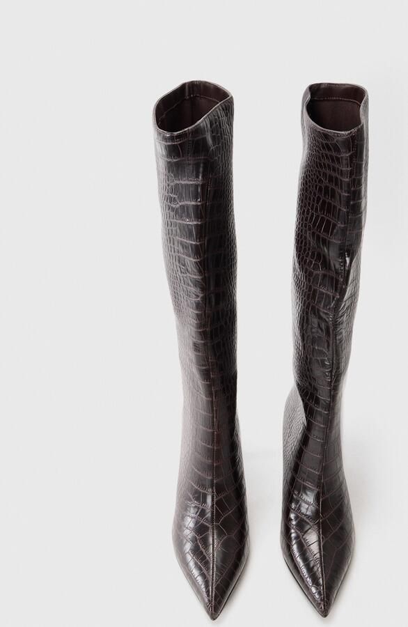 Steve Madden Lavan leren laarzen met crocoprint bruin - Foto 6