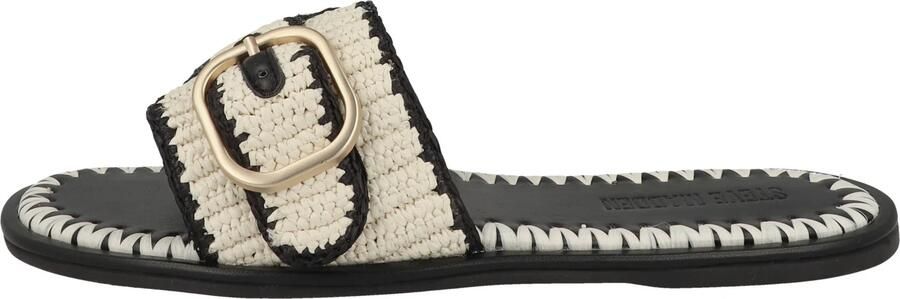Steve Madden Seabreeze slippers met siergesp ecru zwart