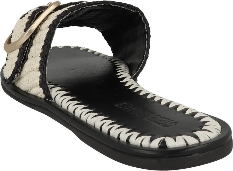 Steve Madden Seabreeze slippers met siergesp ecru zwart - Foto 6