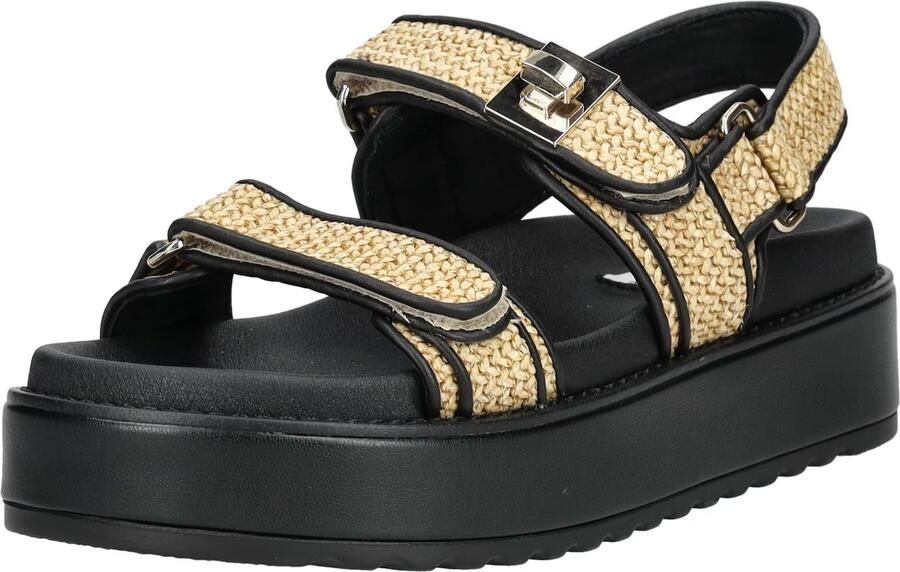 Steve Madden Bigmona raffia sandalen beige zwart - Foto 4