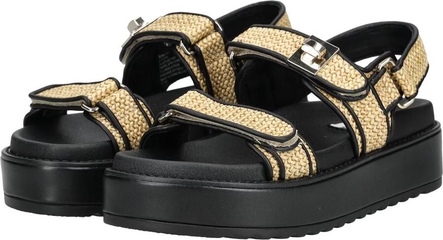 Steve Madden Bigmona raffia sandalen beige zwart - Foto 8