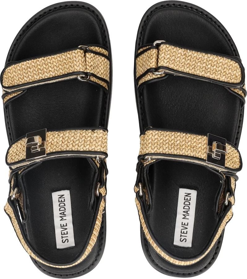 Steve Madden Bigmona raffia sandalen beige zwart - Foto 5