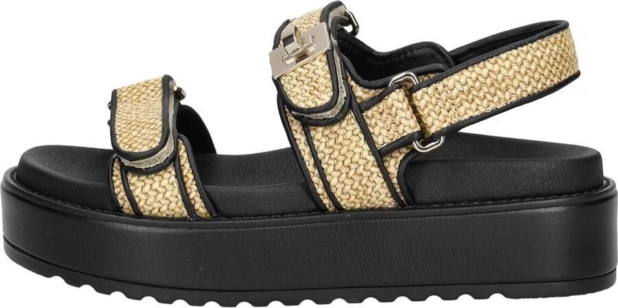 Steve Madden Bigmona raffia sandalen beige zwart - Foto 9
